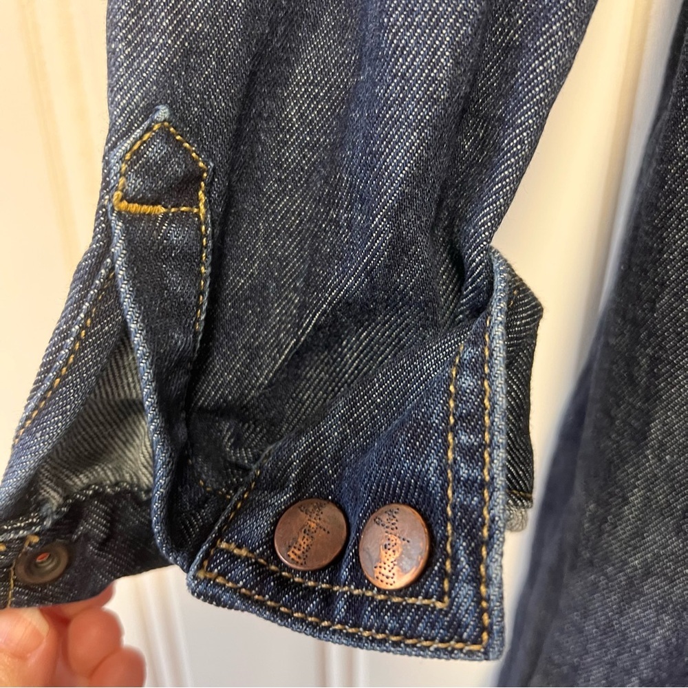 Wrangler Denim Shirt Dress Western Button Front Belted – Size Small - Picture 3 of 7